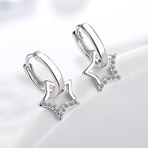 925 Sterling Silver Star Hoop Earrings